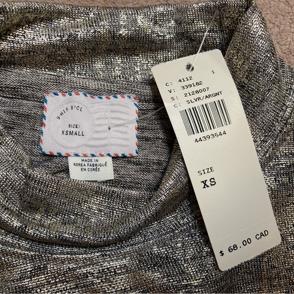 NWT Anthropologie Postmark Mock Neck Metallic Shimmer Sleeveless Top - size XS - Picture 8 of 13